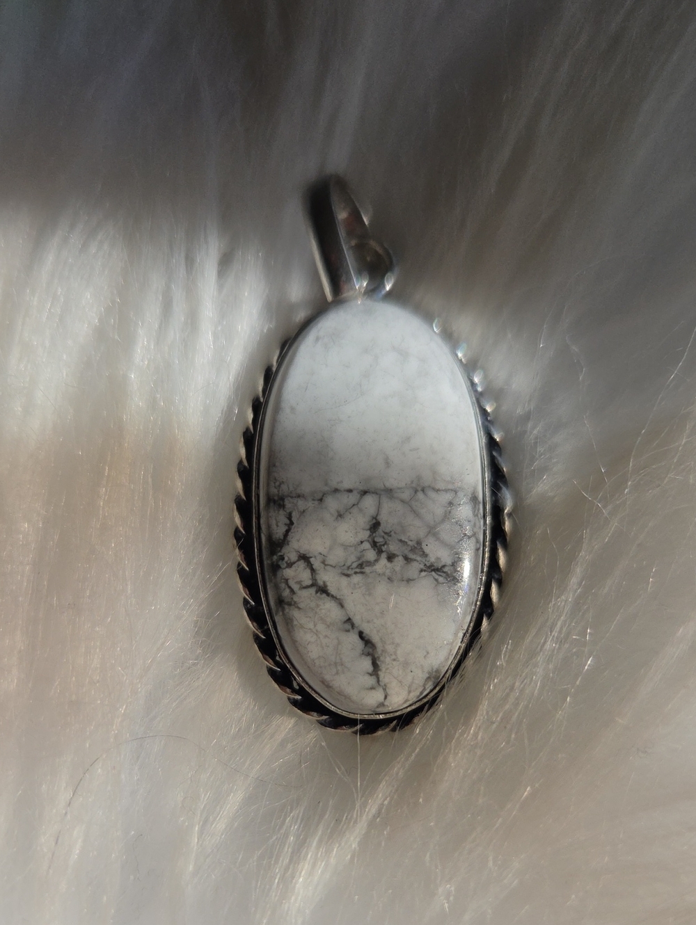 Howlite Silver Plated 925 Gemstone Necklace Pendant